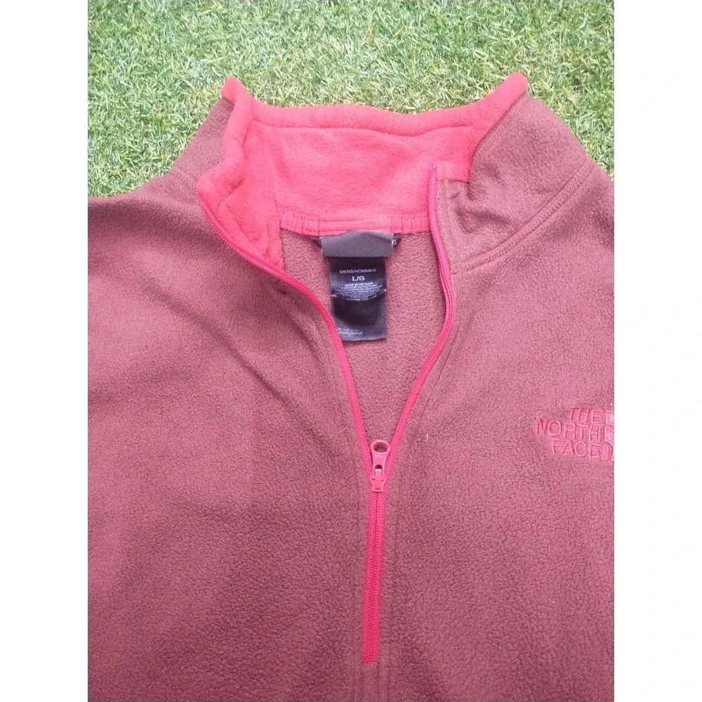 The North Face Fleece Sweatshirt Mens Large Brick Red Quarter Zip Outdoor Winter